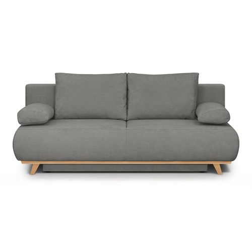 Canapé convertible 3 places avec coffre de rangement en tissu chenille gris - Laria