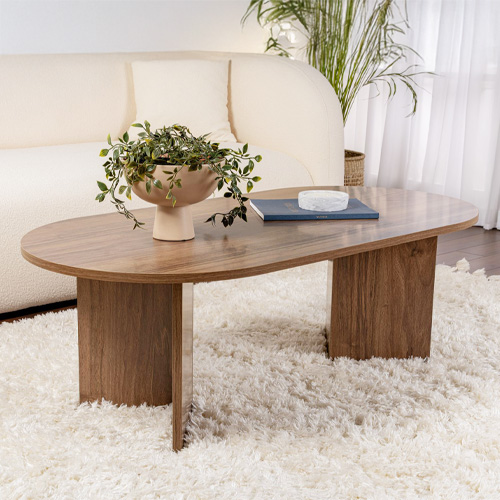 Table basse ovale effet Noyer 119 cm - Orane