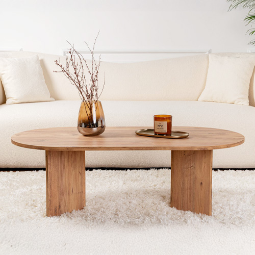 Table basse ovale effet bois 119 cm - Orane