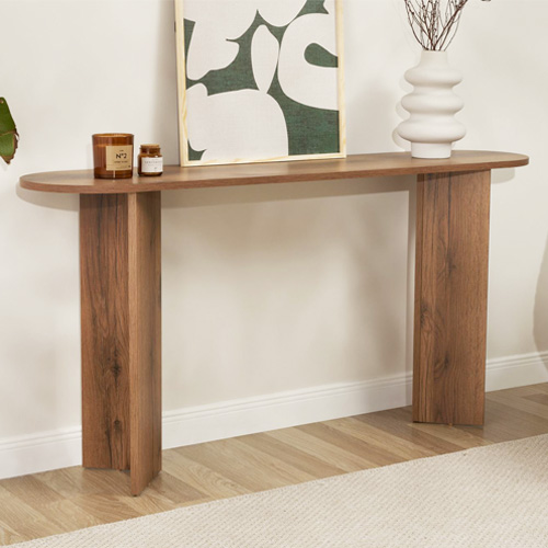 Console ovale effet Noyer foncé 150 cm - Malva