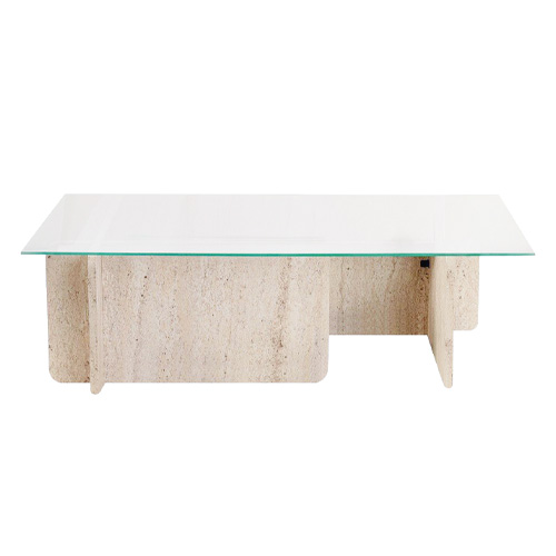 Table basse rectangulaire effet travertin 105 cm - Naelis