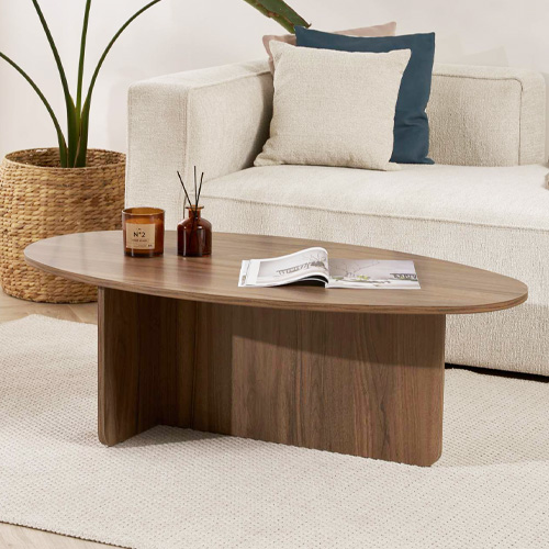 Table basse organique effet Noyer 120 cm - Nira