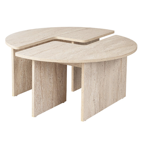 Table basse ronde modulable effet travertin Ø90 cm- Alora