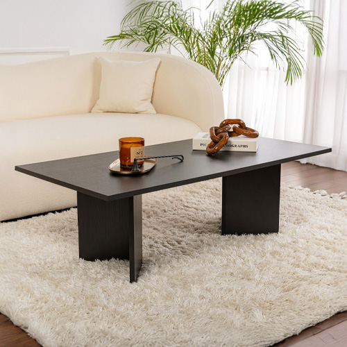 Table basse rectangulaire effet bois noir 119 cm - Taona