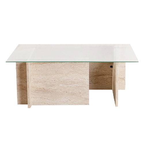 Table basse rectangulaire effet travertin 105 cm - Kael