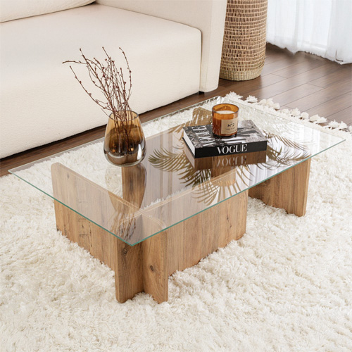 Table basse rectangulaire effet bois 105 cm - Naelis