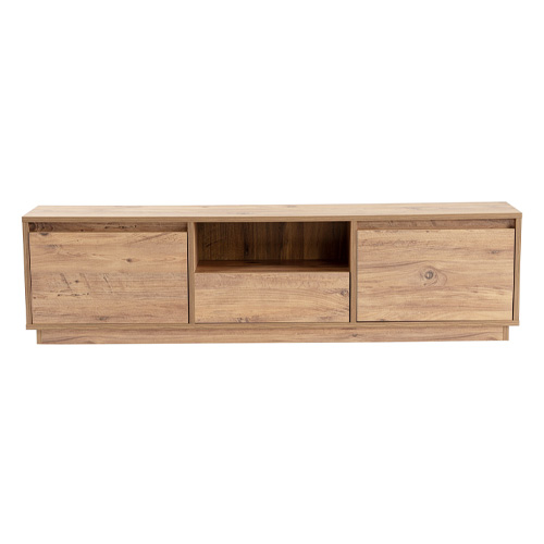 Meuble TV 3 portes 1 niche effet bois 160 cm - Noane