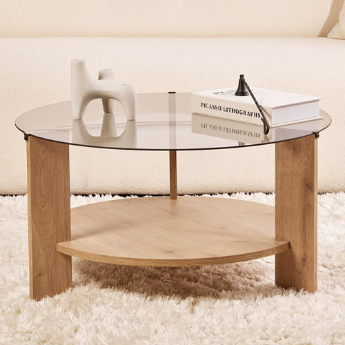 Table basse modulable ronde blanche Ø90 cm - Selma