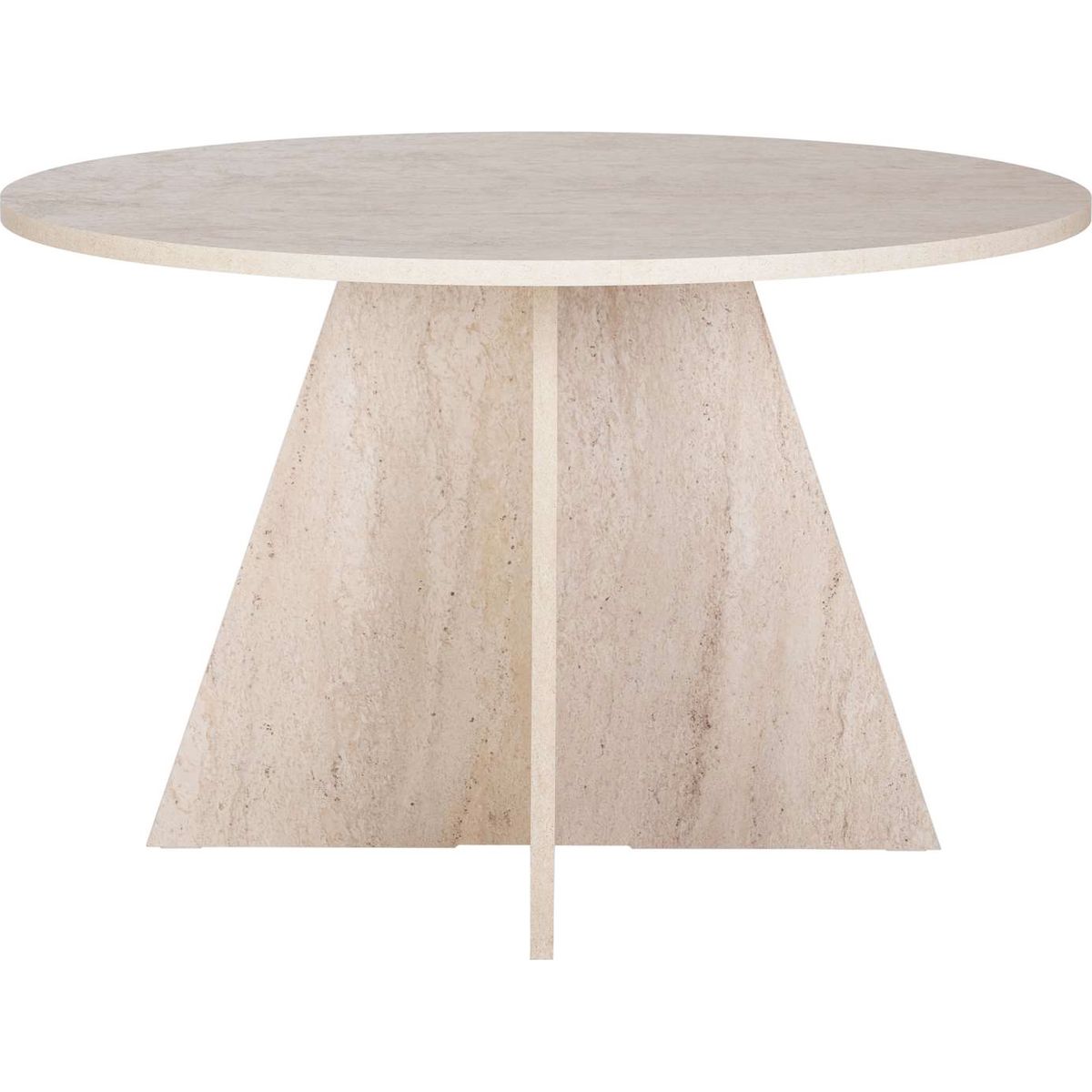 Table à manger ronde effet travertin 5 à 6 pers. Ø120 cm - Norae