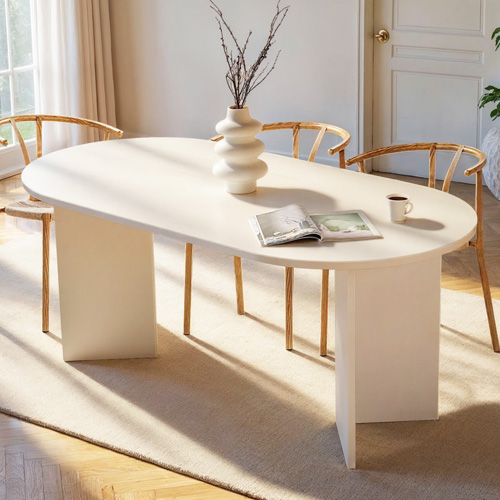 Table à manger ovale blanche 8 pers. 180 cm - Suna