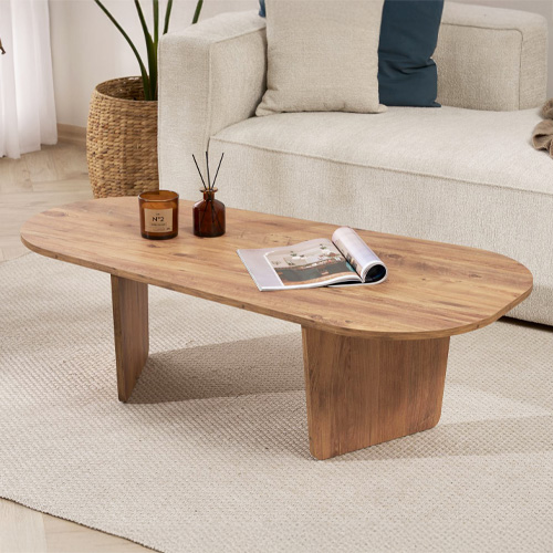 Table basse organique effet chêne 130 cm - Ceane