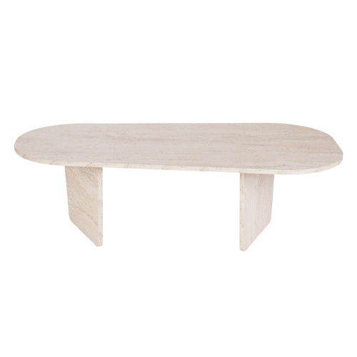 Table basse organique effet travertin 130 cm - Ceane