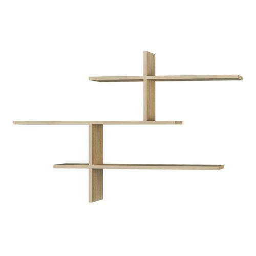 Etagère murale asymétrique 3 niveaux effet Chêne 123 cm - Zina