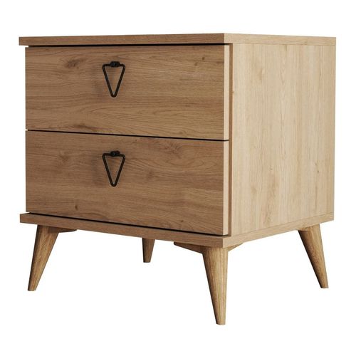 Table de chevet 2 tiroirs effet chêne 52 cm - Ardea