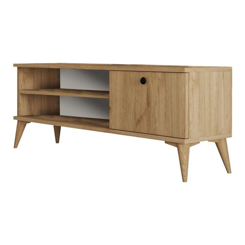 Meuble TV 1 porte 2 niches effet Chêne 120 cm - Saren