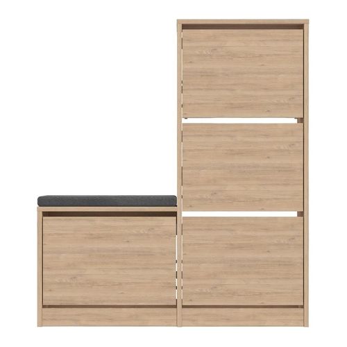 Meuble à chaussures 4 portes avec banc effet chêne 105 cm - Kira