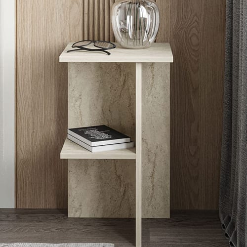 Table de chevet effet travertin 36 cm - Selin