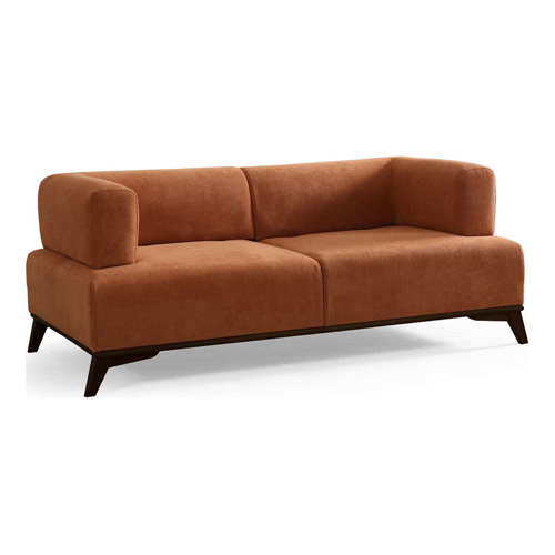 Canapé droit 2 places en tissu rouille, piètement noir - Tano
