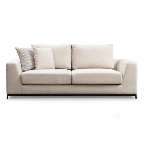 Canapé droit 2 places en tissu beige - Nello