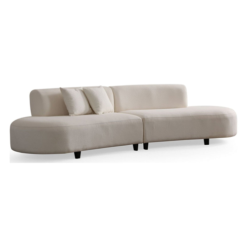 Canapé organique 5 places en tissu bouclé beige - Rafaela