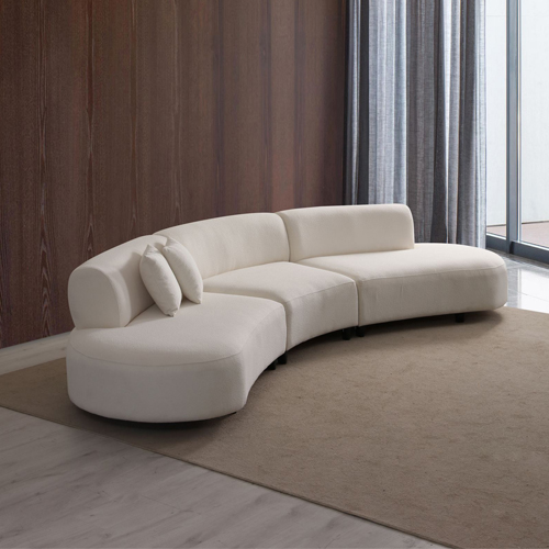 Canapé organique 6 places en tissu bouclé beige - Rafaela