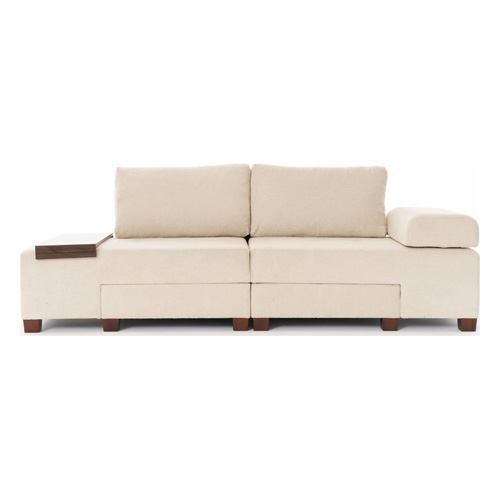 Canapé convertible 3 places en tissu chenille beige - Tito