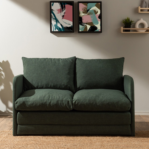 Canapé convertible 2 places en lin vert - Luz