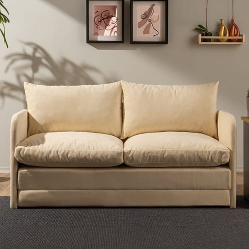 Canapé convertible 2,5 places en tissu beige - Luz
