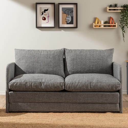 Canapé convertible 2,5 places en lin gris clair - Luz