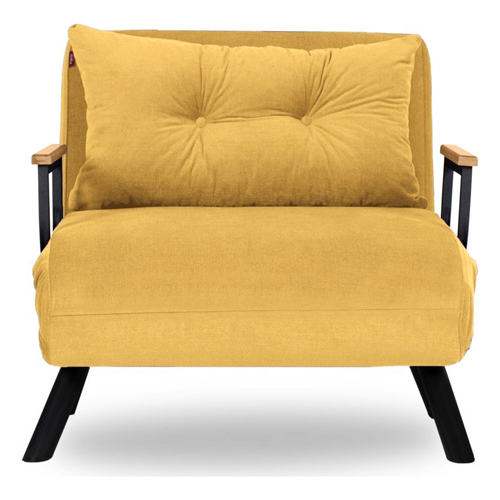 Fauteuil convertible avec dossier réglable en tissu jaune moutarde - Enea