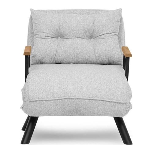 Fauteuil convertible avec dossier réglable en tissu teddy gris - Enea