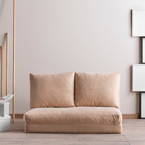 Canapé convertible 2 places en tissu beige - Vico