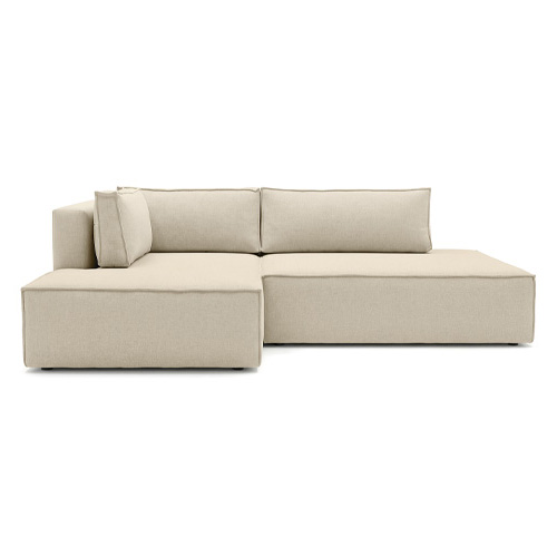 Canapé d'angle à gauche convertible 3 places avec coffre en tissu chenille beige foncé - Barani