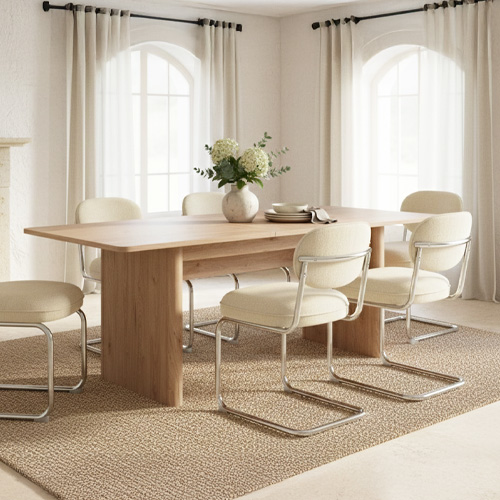 Table à manger extensible rectangulaire effet Chêne 160/200 cm - Luis