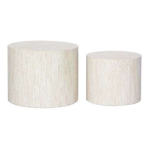 Lot de 2 tables gigognes effet Travertin - Kovia