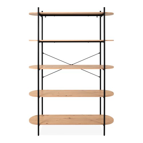 Etagère 5 niveaux noir et effet Chêne 120 cm - Vara