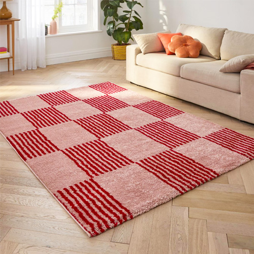 Tapis rétro damniere rouge 200x280 cm - Pop Vibes