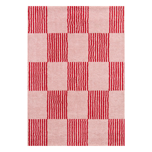 Tapis rétro damniere rouge 160x230 cm - Pop Vibes