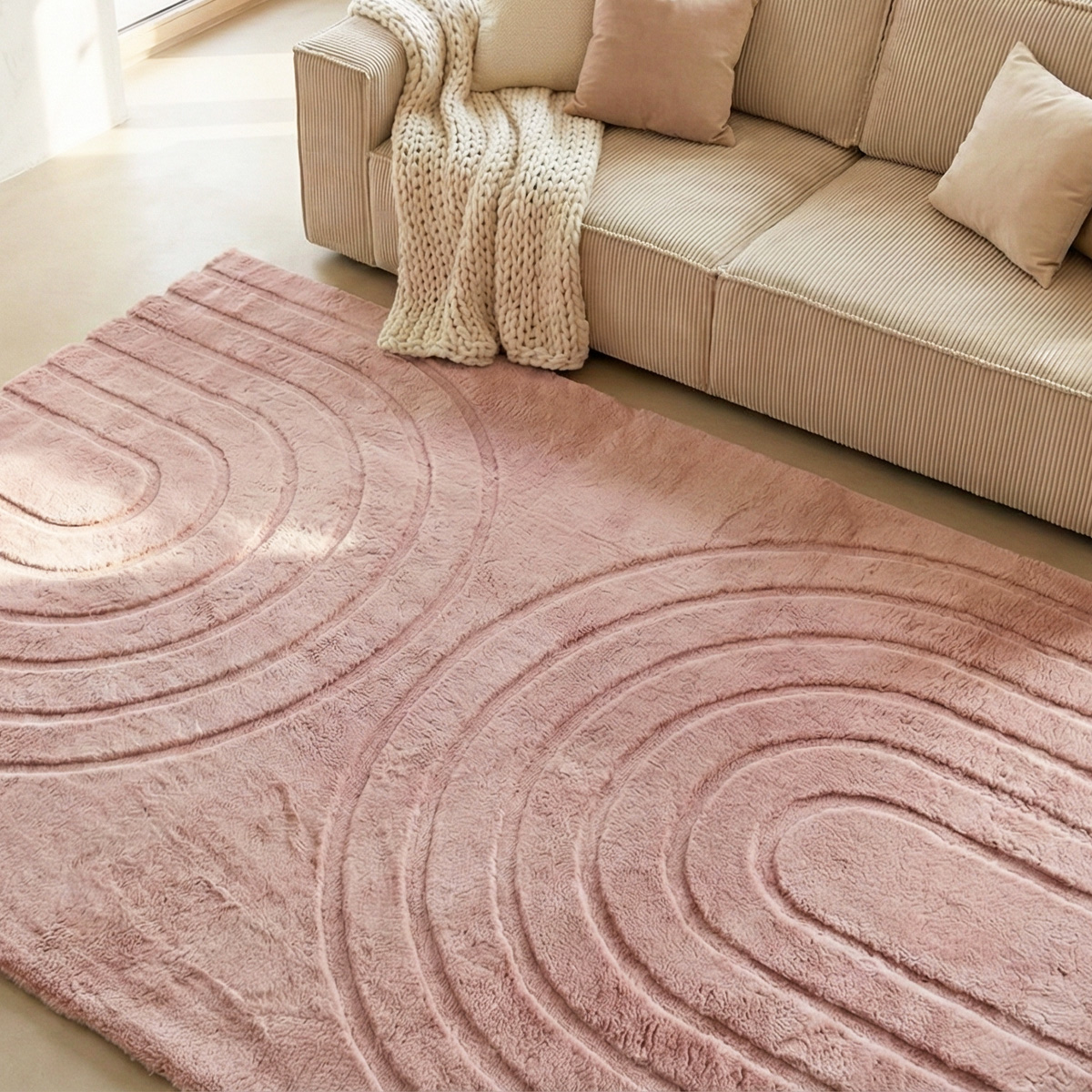 Tapis motif géométrique rose 120x160 cm - Arctic Glow