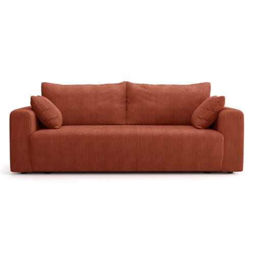 Canapé convertible 3 places en velours côtelé rouille - Fjord