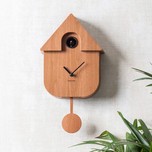 Horloge murale en métal bois foncé - Modern Cuckoo