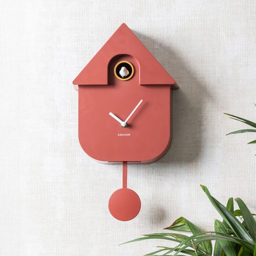 Horloge murale en métal terracotta - Modern Cuckoo