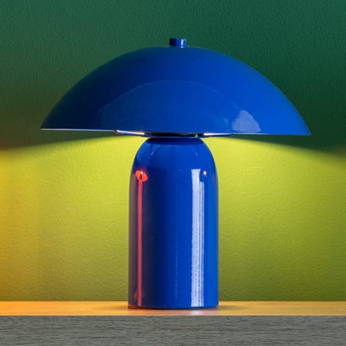 Lampe à poser champignon en métal bleu marine - Asuto