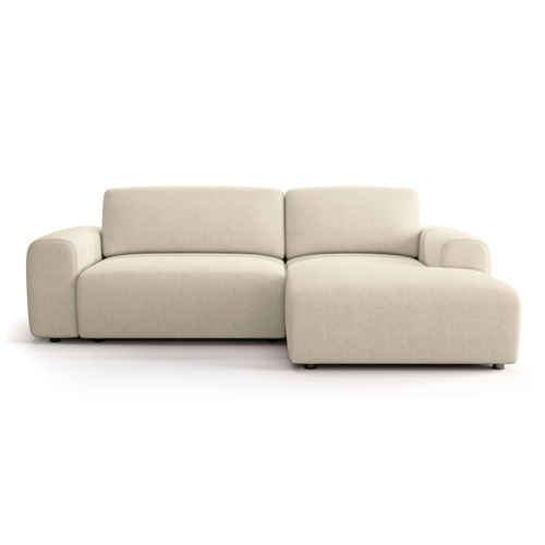 Canapé d'angle réversible convertible 5 places en tissu chenille beige - Luno