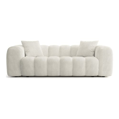Canapé droit 3 places en velours côtelé beige - Nuvola
