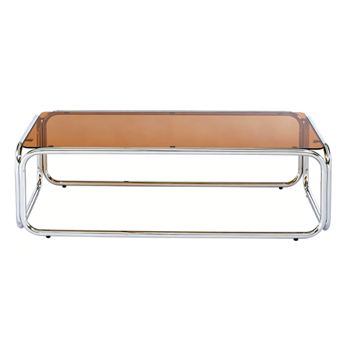 Table basse rectagulaire en acier et verre trempé fumé 120x60 cm - Spritz