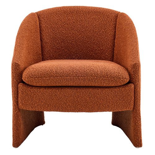 Fauteuil en bois et tissu bouclé rouille - Ami