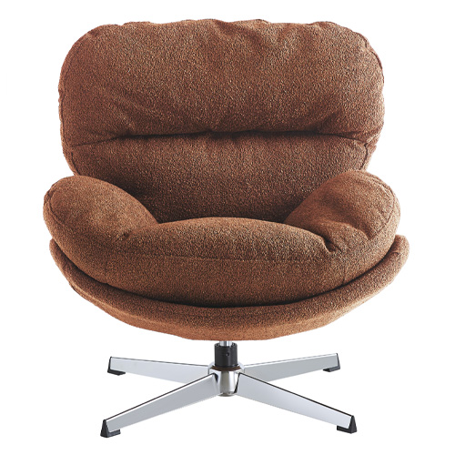 Fauteuil pivotant en tissu bouclé rouille et piètement chromé - Oli