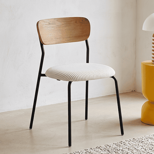 Lot de 2 chaises en bois et velours côtelé beige - Leya