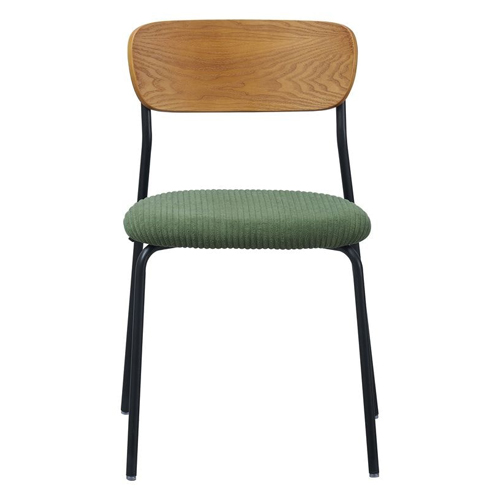 Lot de 2 chaises en bois et velours côtelé vert kaki - Leya
